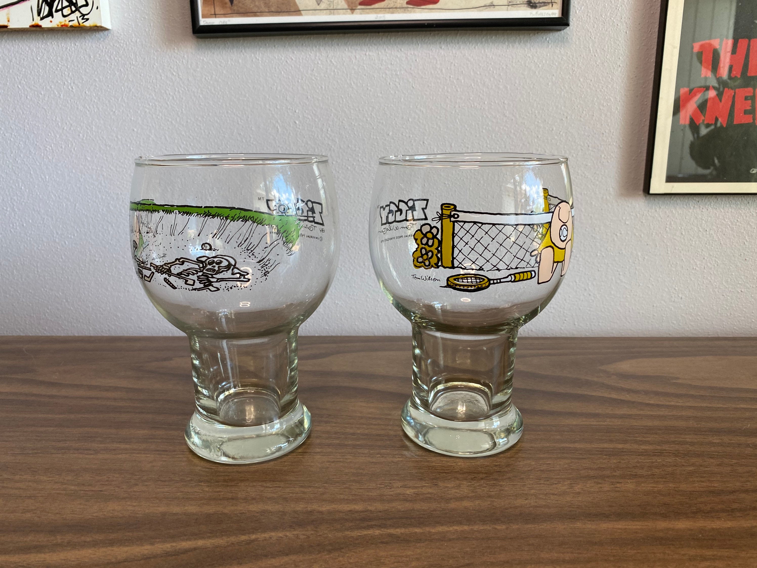 Ziggy Beer Glass CHOOSE Golf or Tennis Cartoon Tom Wilson Etsy UK