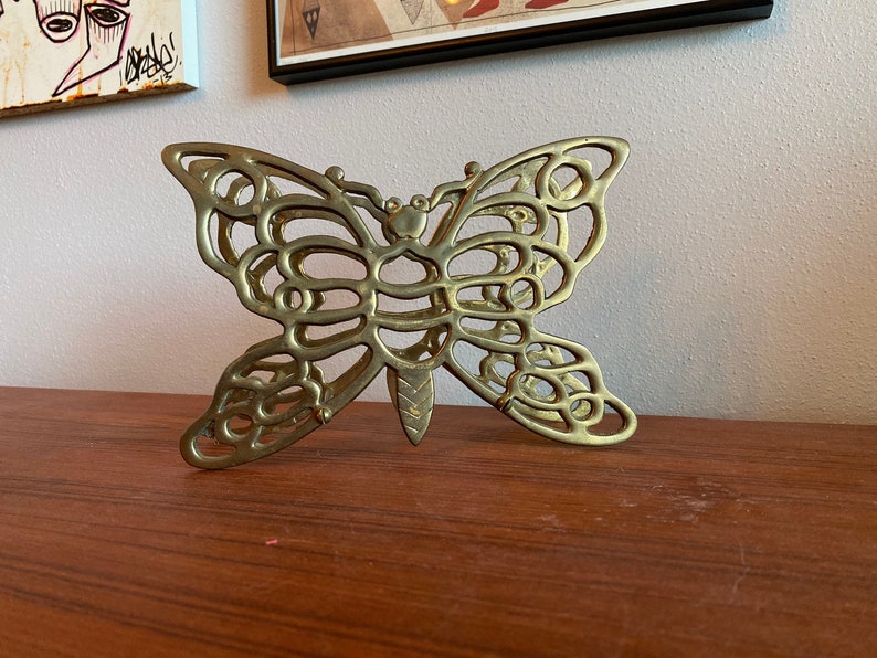 mid century Brass butterfly napkin letter holder