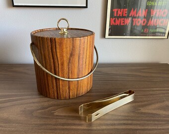 ice bucket mid century | faux wood look