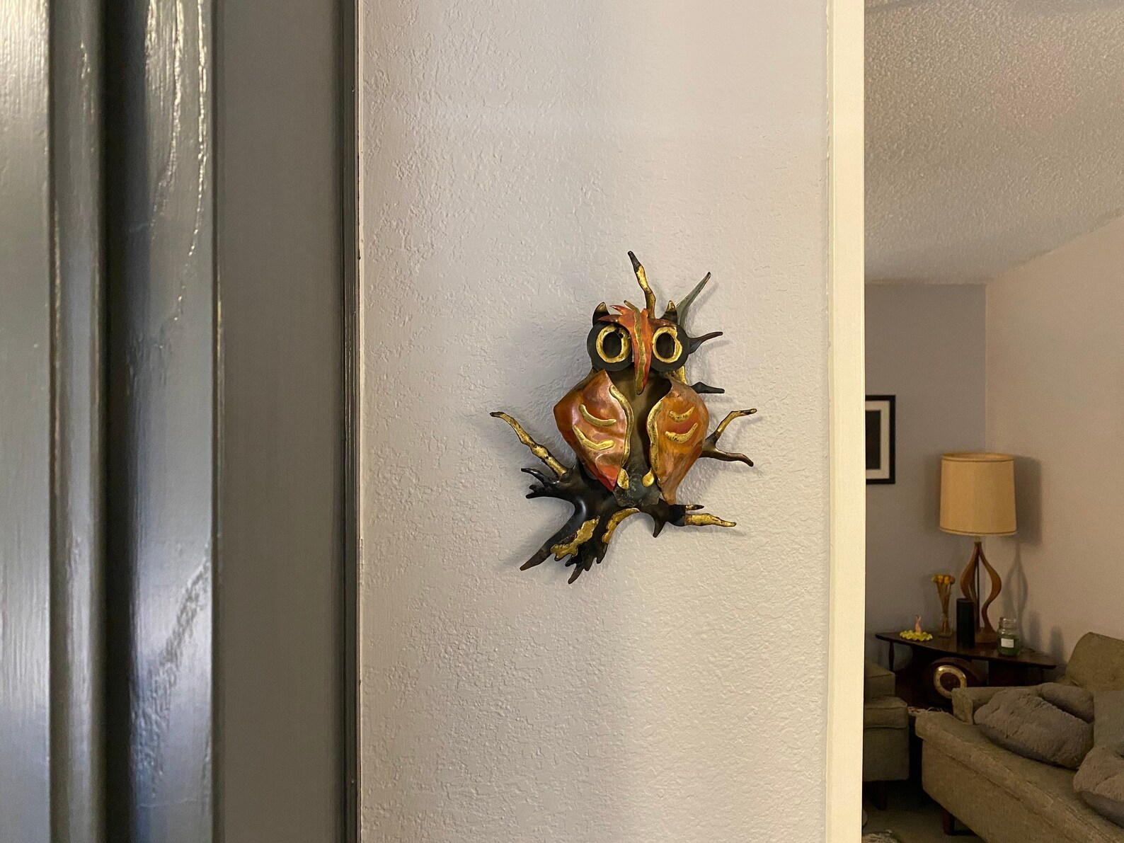 Brutalist Brass Owl Wall Sculpture 3D 70's Wall Hanging Etsy