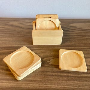 teak wood coasters | set of 6 with holder