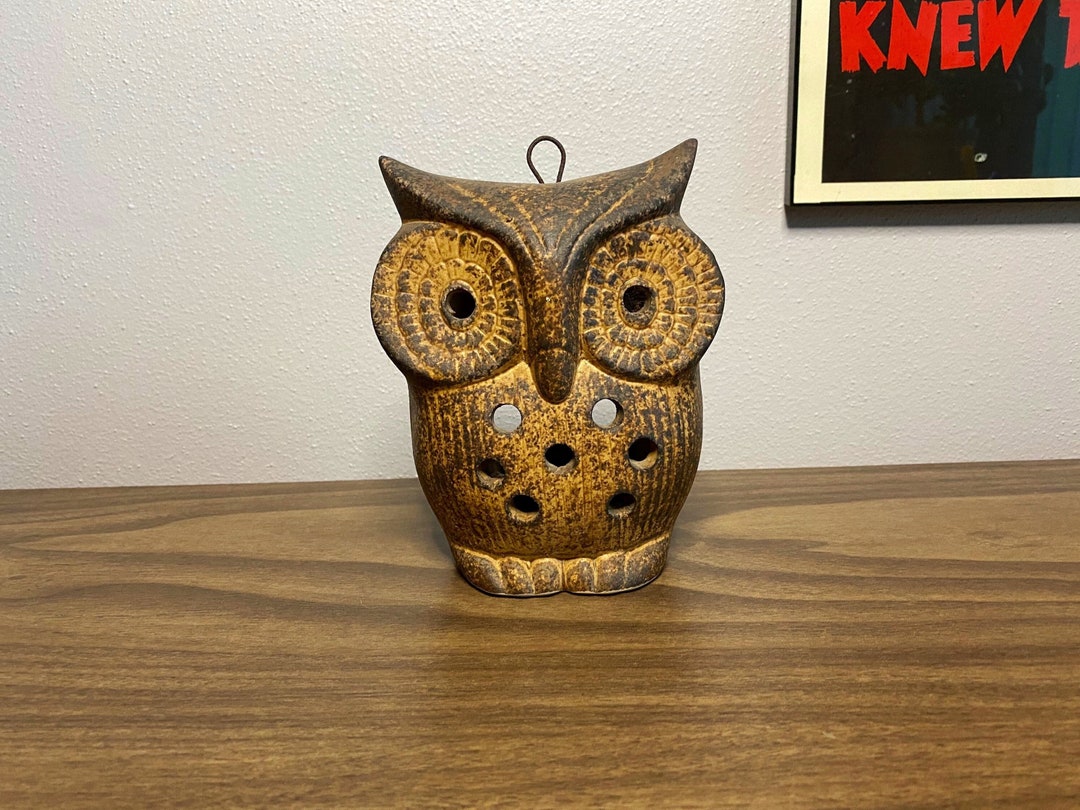 Hanging Ceramic Owl Votive Candle Holder Lantern 70's Etsy