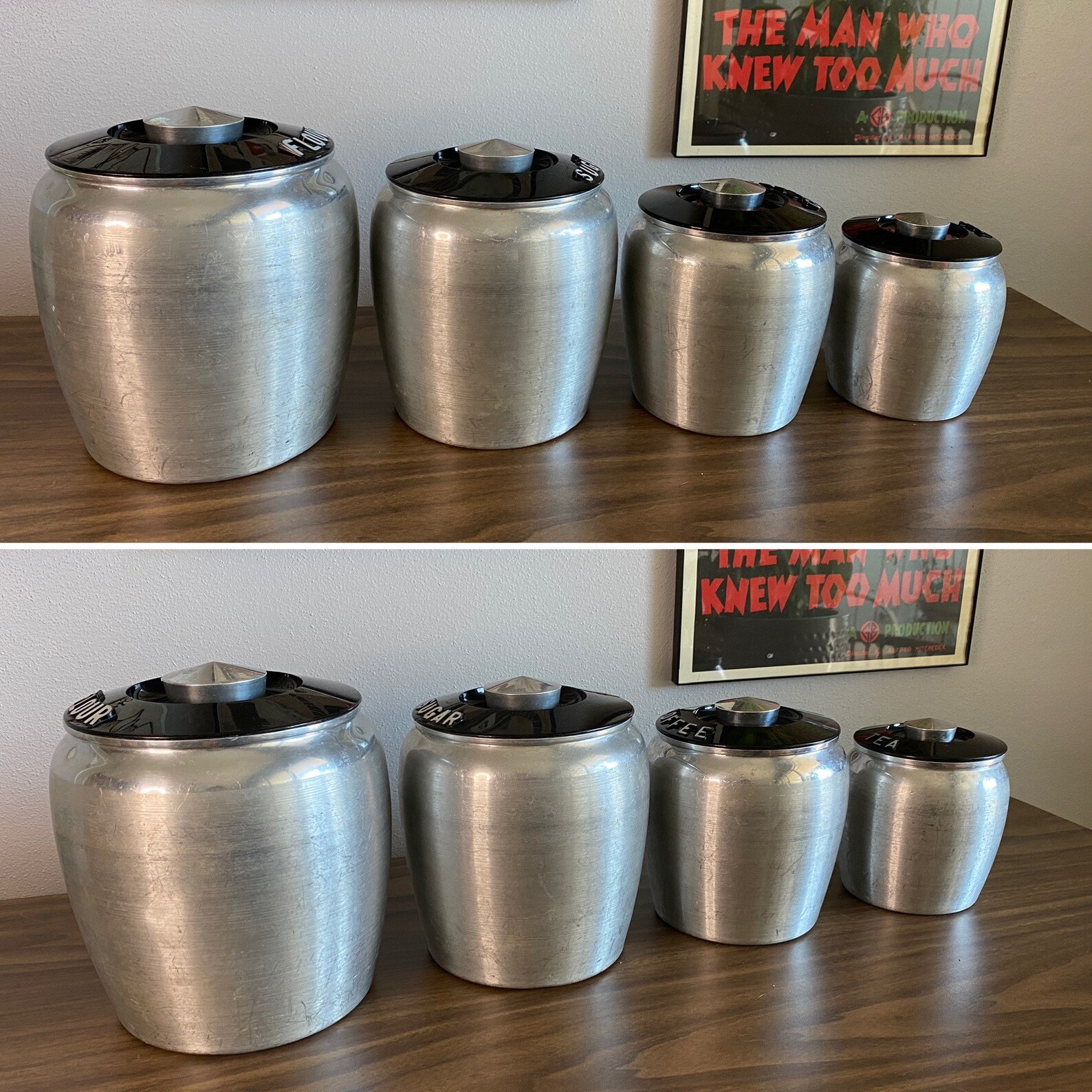 Kromex Aluminum Canister Set With Lids Silver Vintage Mid Etsy