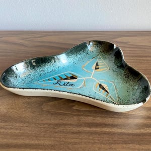 large boomerang ceramic ashtray atomic