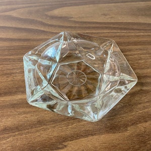 clear cut glass ashtray | octagon mid century vintage transparent