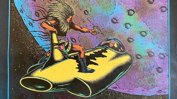 ZAP Saladin Productions 1971 Poster Black Light Man on Space Ship