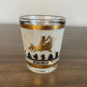 Caesars Tahoe shot glass | gold souvenir vintage