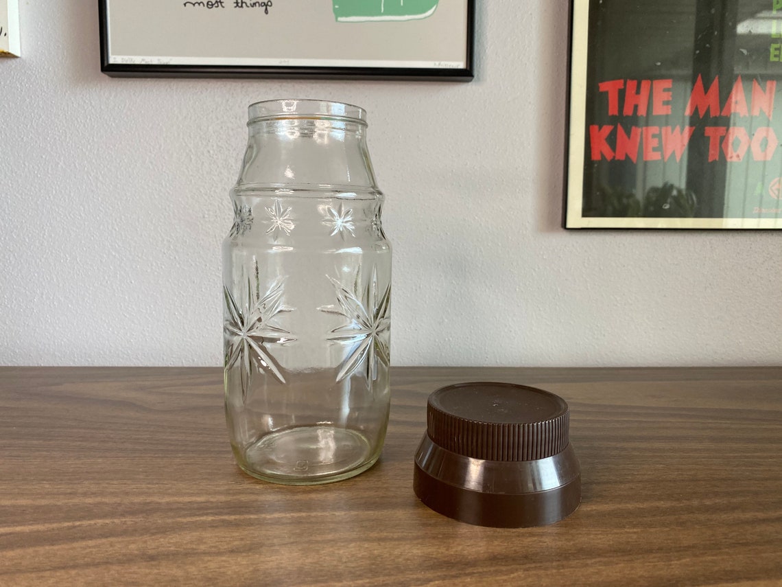 Sanka Coffee Jar With Starbursts Bown Lid Anchor Hocking Etsy