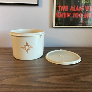 almondTupperware 264 container with lid | covered vintage plastic kitchen storage