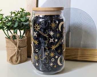 Bicchiere personalizzato con stelle cadenti, bicchiere per caffè freddo, barattolo di vetro, bicchiere della Libbey