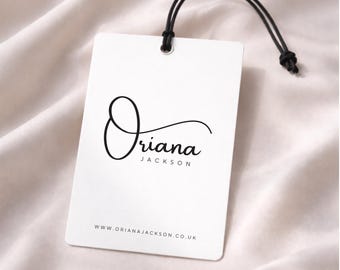 Kledinglabels, hanglabels voor kleding, Tags bedrijfslogo, 8,5 x 5,5 cm, dubbelzijdig