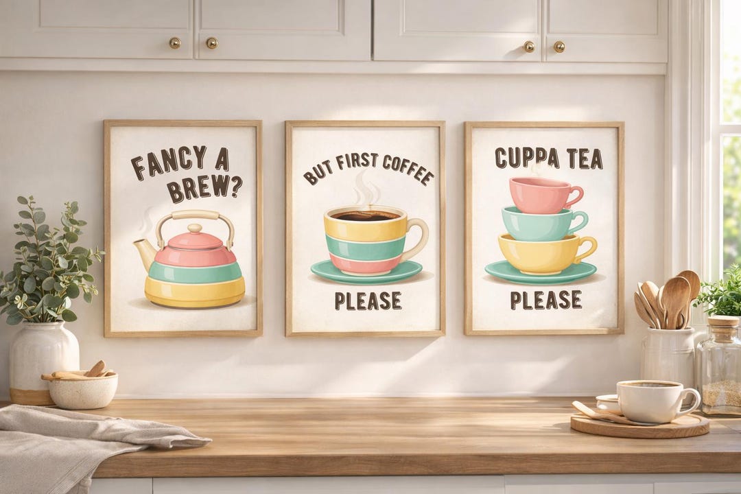 kitchen print, coffee & cake | kitchen prints, wall... Kitchen Wall Art Prints, Retro Kitchen Prints, Tea Coffee Kitchen ...