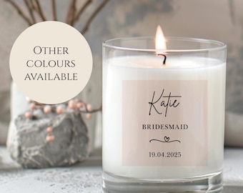 Etiquetas adhesivas para velas de dama de honor, velas de dama de honor, pegatinas para velas de boda, regalos de dama de honor, regalos de boda, etiquetas para dama de honor