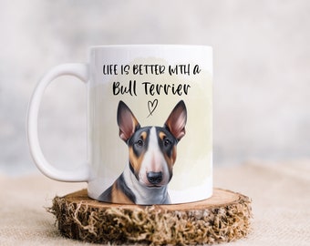 Tazza Bull Terrier, La vita è migliore con Bull Terrier, Tazza per cani, Tazza con ritratto di cane, La vita è migliore con un cane, Tazza per animali domestici