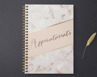 Appointment Book, Marble And Gold Appointment Planner, Spiral Appointment Book,  Appointment Diary, Business Appointments, Diary, A5