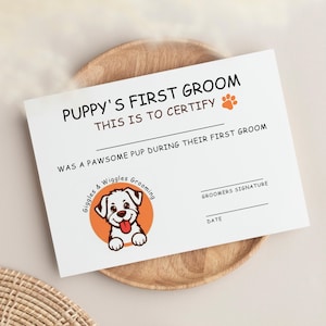 子犬の初めてのグルーミング証明書、犬のトリマー証明書、トリマー、Pawsome Pup Reward
