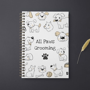 Carnet de rendez-vous du toiletteur de chiens, carnet de clients de toilettage de chiens, promeneur de chiens, cadeau de toiletteur de chiens, livre de clients, journal de rendez-vous mignon, A5