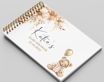Gastenboek babyshower, gepersonaliseerd gastenboek babyshower, fotoalbum, aandenken voor mama to be, neutrale teddybeer