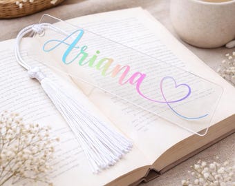Personalised Name Bookmark, Acrylic Bookmark, Party Favours, Rainbow Bookmark, Book Lover, Reading