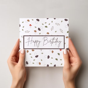 Carte d'anniversaire champignon, carte champignon vénéneux, carte joyeux anniversaire. Carte de voeux champignon
