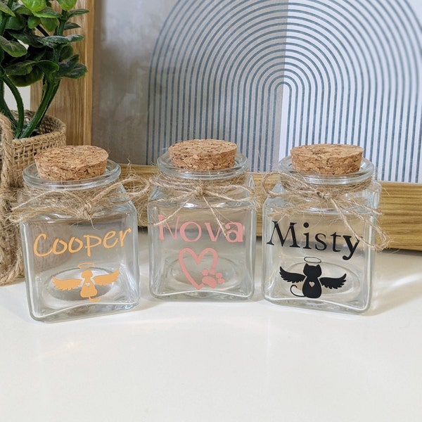 Personalised Pet Memorial Keepsake Jar, Pet Fur, Pet Ashes Keepsake, Pet Loss, Pet Memorial Gifts, Personalised Pet Urn