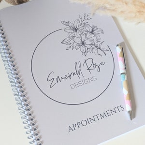 Personalised A4 Appointment Book, Small Business Stationery, Beauty Appointment Book, Business Appointment Book, Hairdresser, Lashes