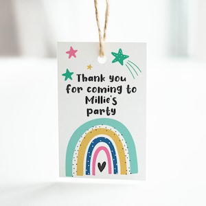 Rainbow Party Tags, Rainbow Tags, Personalized Tags, Party Bags, Grazie per essere venuto alla mia festa, Festa di compleanno, Bomboniere