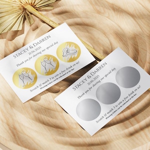 Carte à gratter mariage, Carte à gratter personnalisée, Cadeaux pour mariage, jeton de boisson, Cadeau unique pour mariage, Cartes Reveal Me, Carte à gratter