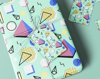 ECO Friendly Birthday Gift Wrap Wrapping Paper Sheets /& Tags by Re-wrapped\u2019 100/% Recycled Vintage Retro Yellow Dots
