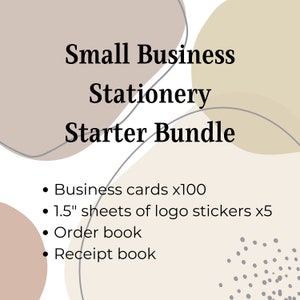 Small Business Briefpapier Business Bundle, personalisiertes Bestellbuch, Quittungsbuch, Logo Aufkleber, Visitenkarten