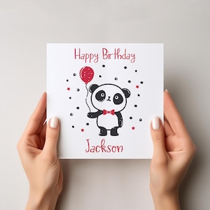 Cartão de aniversário de panda, panda, cartão de aniversário, celebração, festa de aniversário, panda fofo