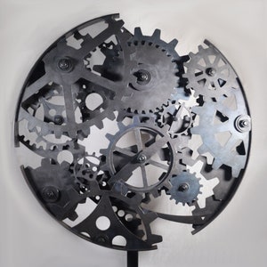 Steel Circle of Cogs and Gears industrial steampunk metal sculpture image 3