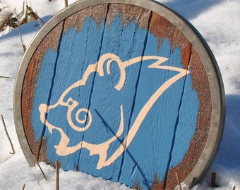 Steel, Wood and Leather Skyrim Windhelm hold shield replica    Stormcloak Norse Viking Medieval Fantasy Oblivion Morrowind Metal Wooden