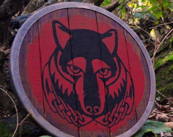 Steel, Wood and Leather Skyrim Solitude hold shield replica  Norse Viking Medieval Fantasy Oblivion Morrowind Elder Scrolls Metal Wooden d&d