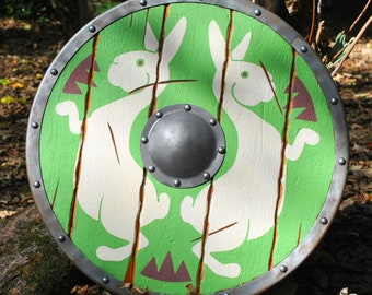 Steel, Wood and Leather Hunter&#39;s Shield replica    Legend of Zelda Breath of the Wild BotW Viking Hylian Metal Wooden Master Rabbit Hare