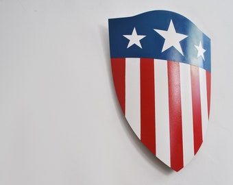 Steel and Leather Stars and Stripes Heater Shield replica    Metal American Flag America USA U.S Medieval Wall Hanging Captain Cosplay 1940s