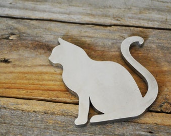 Cat stainless steel Coaster  Gift, Stocking Filler, Animal Lover Pets Kitten Feline Kitty Lover Cat Mom Dad hello