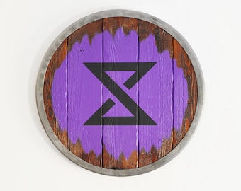 Steel, Wood and Leather Witcher Magic Rune Sign Viking Hold shield replica - Aard Axii Igni Yrden Quen Norse Elements Metal Wooden Cosplay