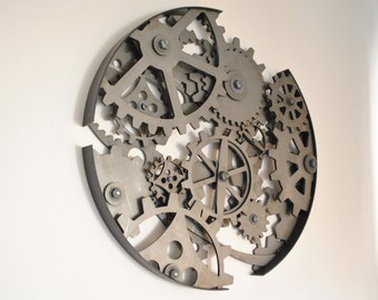 Steel Circle of Cogs and Gears industrial steampunk metal sculpture