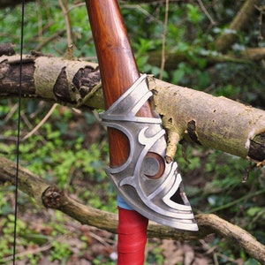 Hand-carved Wood, Steel and Leather Traveler's Bow replica Legend of Zelda Breath of the Wild BotW Medieval Fantasy Metal Wooden Longbow image 4