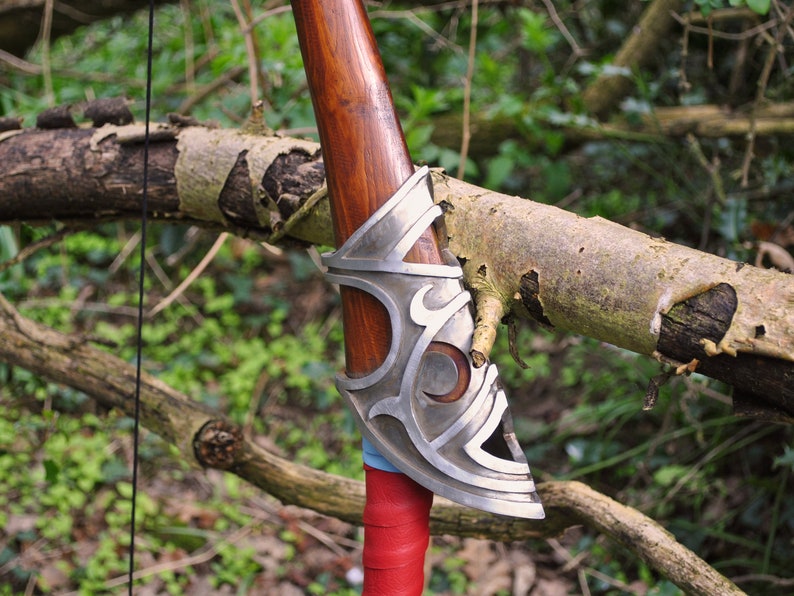 Hand-carved Wood, Steel and Leather Traveler's Bow replica Legend of Zelda Breath of the Wild BotW Medieval Fantasy Metal Wooden Longbow image 4