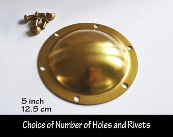 Small Custom Made Brass Viking Shield Boss / Umbo replica with Rivets     5" inch 12.5cm