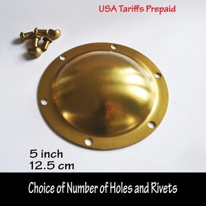 Réplica pequena de escudo viking de latão feito sob medida / Umbo com rebites de 5" polegadas e 12,5 cm