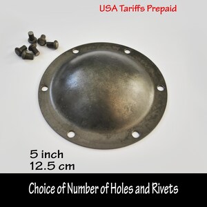 Petit bouclier Viking en acier sur mesure / Réplique Umbo avec rivets 5 po. 12,5 cm