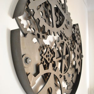 Steel Circle of Cogs and Gears industrial steampunk metal sculpture image 2