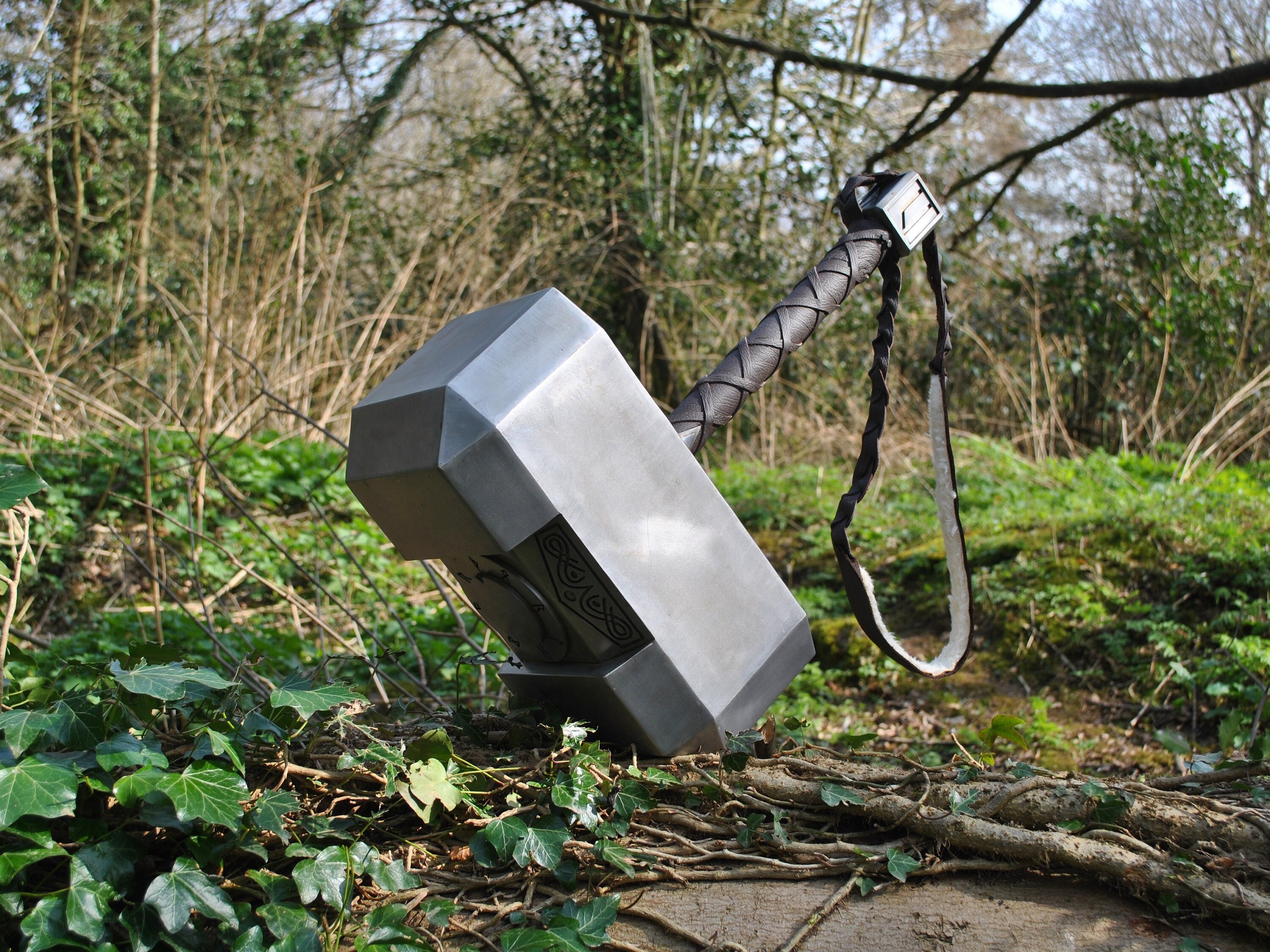 Steel, leather and sheepskin Mjolnir Replica   Thor Hammer Cosplay Medieval Fantasy Metal Dwarf Dwarven Odin Warhammer Viking Norse Valhalla