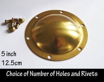 Small Custom Made Brass Boss / Umbo replica with Rivets     5" inch 12.5cm   Link Reenactment Round Hump Dane Viking Medieval Battle Metal