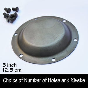 Small Custom Made Flat Steel Boss / Umbo replica with Rivets 5&quot; inch 12.5cm   Eivor Reenactment Round Plateaued Dane  Viking Medieval Metal