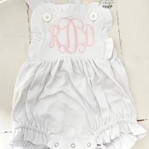 Baby Bubble Outfit- Sunsuit - Baby Monogram dress  - Baby Girl Bubble