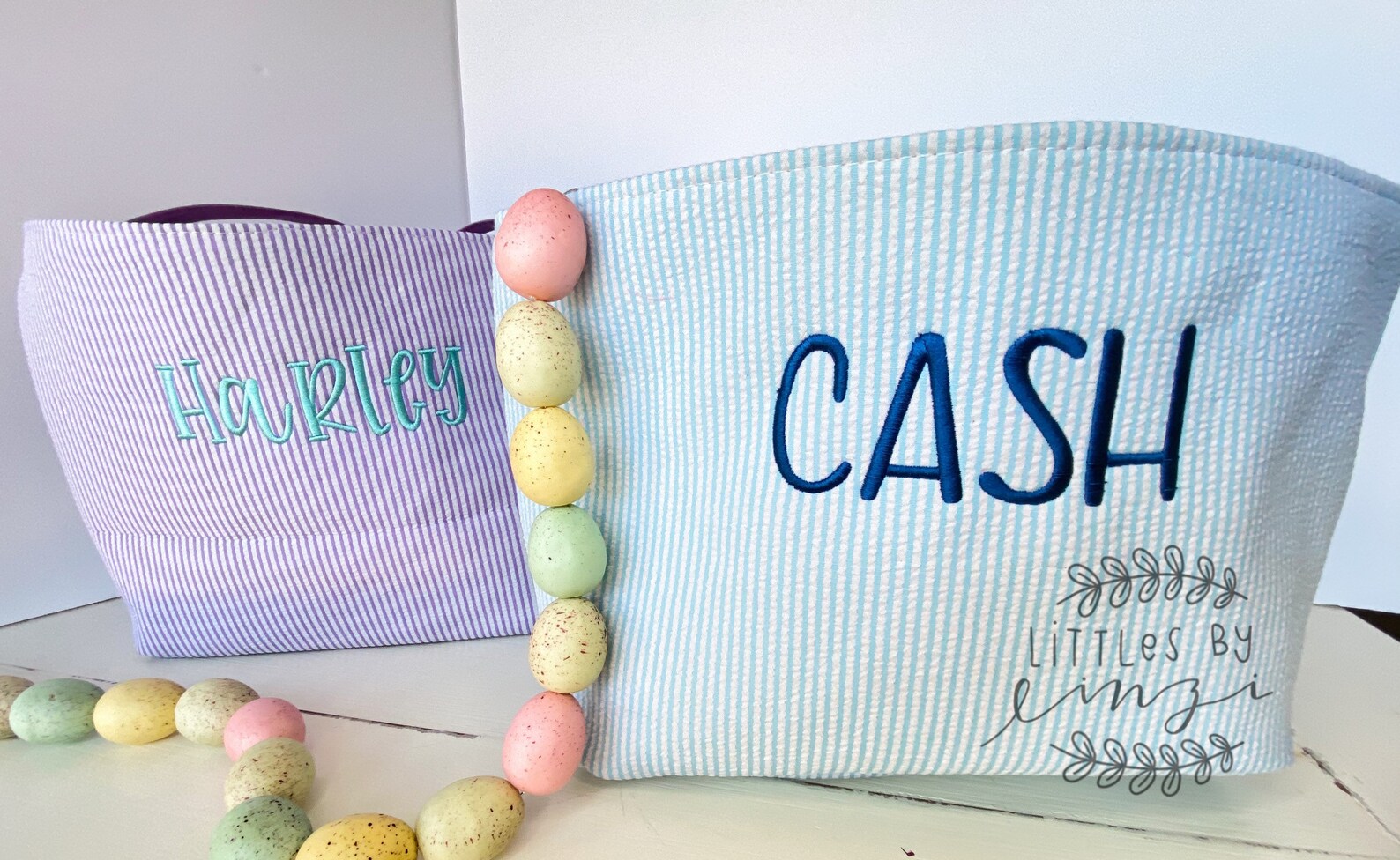 Seersucker Easter Baskets Quick Ship Easter Baskets Etsy